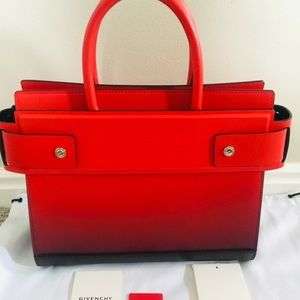 New Authentic GIVENCHY Small Horizon Degrade Leather Tote Medium Red, Black